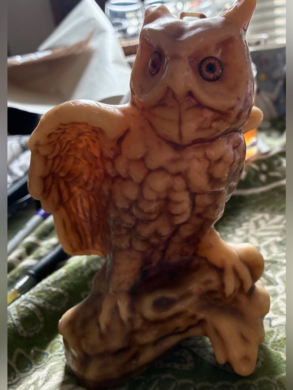 OWL Candle. Amazing detail. NWOT. Wick at Top. 🦉 HOOHOO!  Halloween Fun.